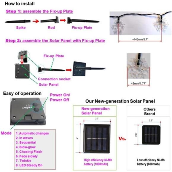 Solar Christmas String Lights Outdoor Waterproof 30 LED 20Feet Solar Snowflake - Picture 3 of 7